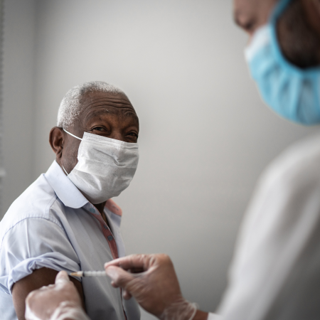 Patient receiving flu shot