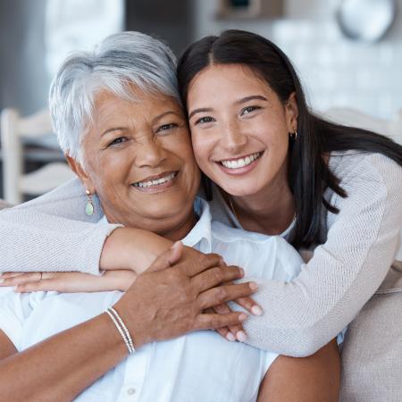 senior mother and daughter