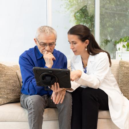 Female doctor and male patient